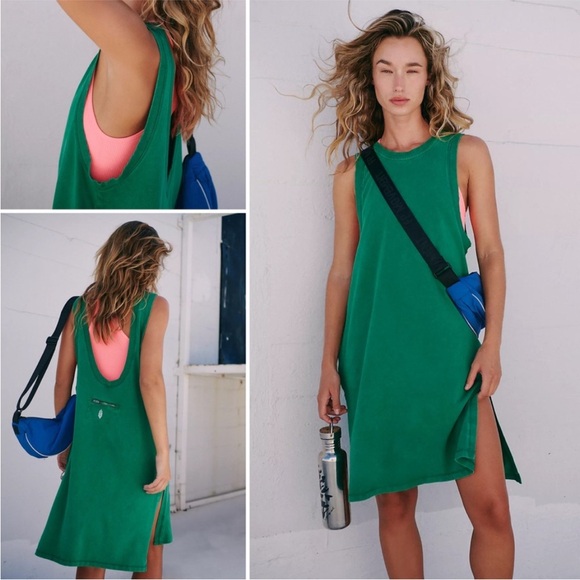 FP Movement by Free People Dresses & Skirts - FP Movement by Free People Green Backless Tank Dress with Pink Liner
